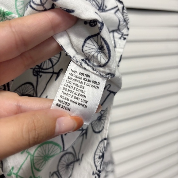 Crown & Ivy Women's Cotton Button Shirt White Green Bicycles Top Size M - Picture 5 of 6
